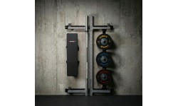 WALL-MOUNTED SLIDING POWER RACK WITH BENCH KLT34 GREY HMS FITNESS