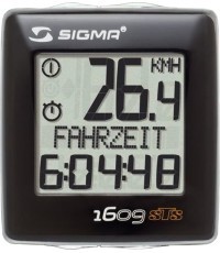 Sigma BC 1609 STS velosipēda dators // bezvadu, 16 funkcijas (melns/sudraba)