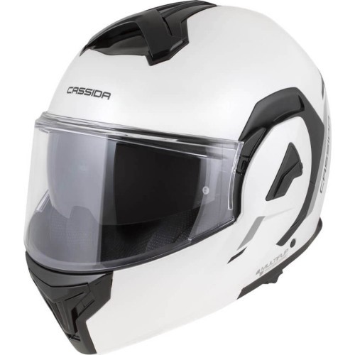Atverams motociklista ķivere Cassida MultiFlip Solid P/J - Bílá perleť/černá