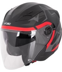 Open-Face Helmet W-TEC Barcela Vermella - Black, grey, red