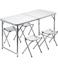 Foldable Camping Table + 4x Chairs Cattara Double - Gray