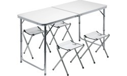 Foldable Camping Table + 4x Chairs Cattara Double - Gray
