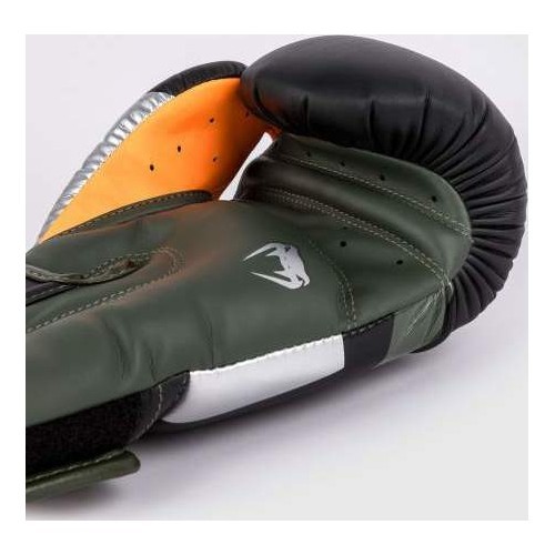 Venum Elite Boxing Gloves - Black/Silver/Kaki