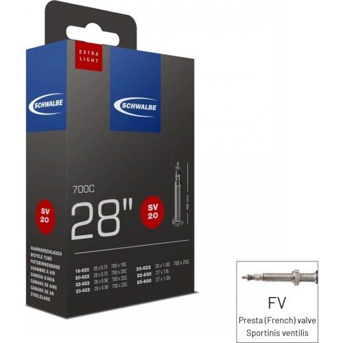 Schwalbe Extra Light kamera 700x18/28 (18/28-622) FV40