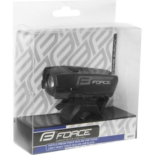 Priekšējais lukturis FORCE BUG-400 USB (melns)