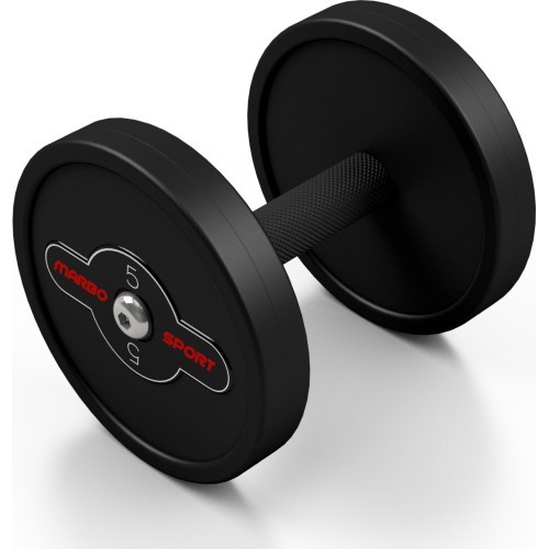 Rubber-coated dumbbell Marbo - 5 kg, black