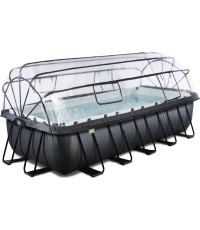 Бассейн EXIT Black Leather 540x250x122 см с песочным фильтр-насосом и куполом – чёрный