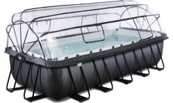 Бассейн EXIT Black Leather 540x250x122 см с песочным фильтр-насосом и куполом – чёрный