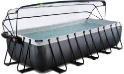 Бассейн EXIT Black Leather 540x250x122 см с песочным фильтр-насосом и куполом – чёрный