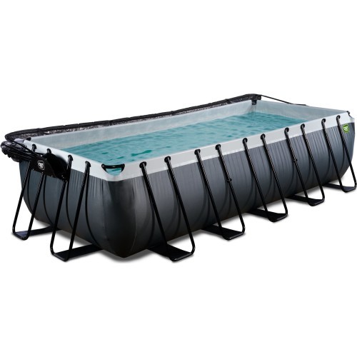 Бассейн EXIT Black Leather 540x250x122 см с песочным фильтр-насосом и куполом – чёрный