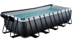 Бассейн EXIT Black Leather 540x250x122 см с песочным фильтр-насосом и куполом – чёрный