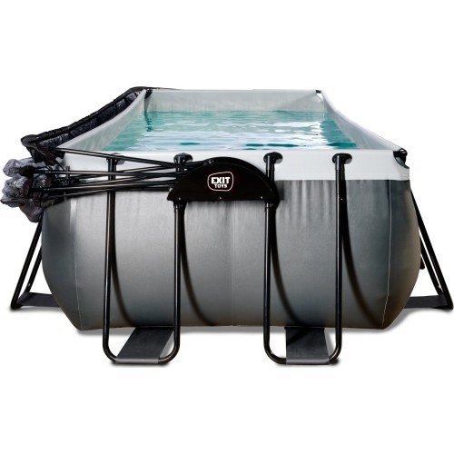 Бассейн EXIT Black Leather 540x250x122 см с песочным фильтр-насосом и куполом – чёрный