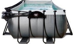 EXIT Black Leather pool 540x250x122cm with sand filter pump and dome - black