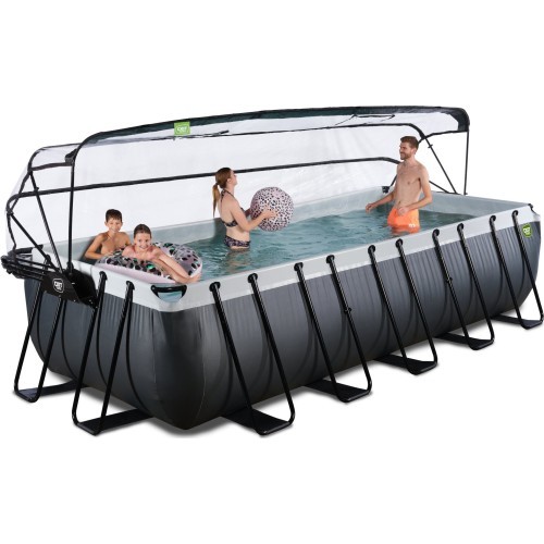 EXIT Black Leather pool 540x250x122cm with sand filter pump and dome - black