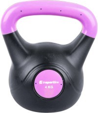 Cement-Filled Vinyl Kettlebell inSPORTline Vin-Bell Dark 4 kg