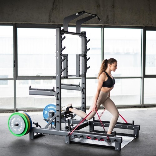 Komerciāls daudzfunkcionāls statīvs ar svarcelšanas un hip thrust platformu SMP01 HMS