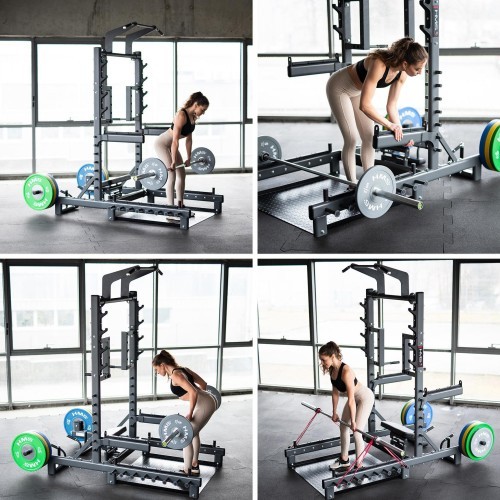 Komerciāls daudzfunkcionāls statīvs ar svarcelšanas un hip thrust platformu SMP01 HMS