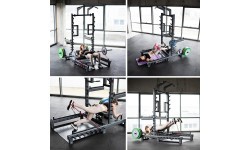 Komerciāls daudzfunkcionāls statīvs ar svarcelšanas un hip thrust platformu SMP01 HMS