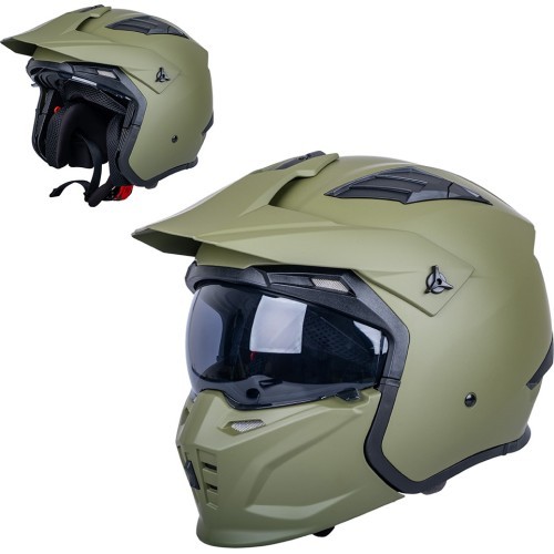 Atverama motocikla ķivere W-TEC Badalone Army - Matně olivová