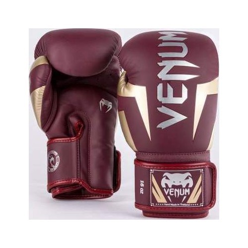 Venum Elite boksa cimdi, bordo/zelta