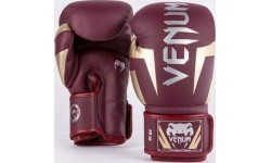 Боксёрские перчатки Venum Elite, бордово-золотые