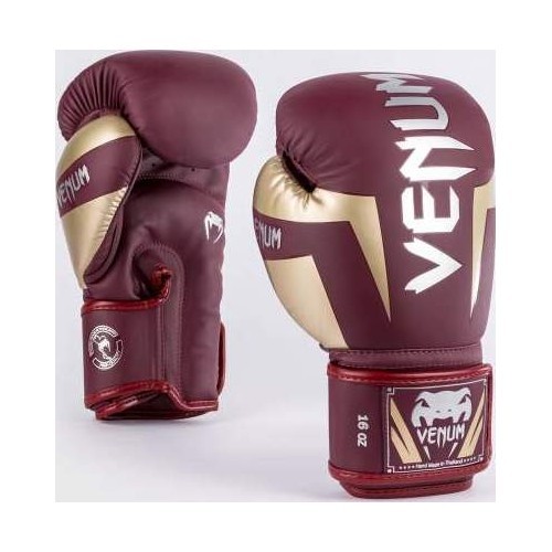 Venum Elite boksa cimdi, bordo/zelta