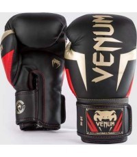 Venum Elite boksa cimdi, melns/zelta/sarkans