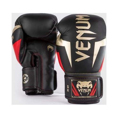 Боксёрские перчатки Venum Elite, чёрно-золото-красные