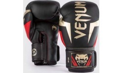 Venum Elite boksa cimdi, melns/zelta/sarkans