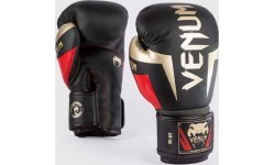 Боксёрские перчатки Venum Elite, чёрно-золото-красные