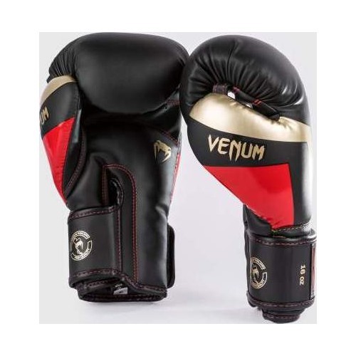 Боксёрские перчатки Venum Elite, чёрно-золото-красные