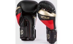 Боксёрские перчатки Venum Elite, чёрно-золото-красные