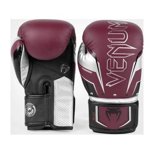 Боксёрские перчатки Venum Elite Evo – бордовый/серебристый