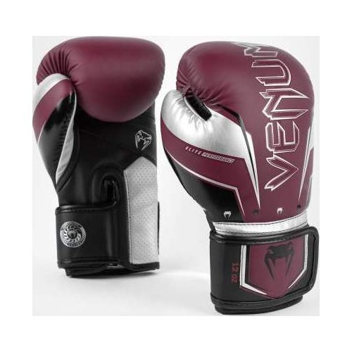 Venum Elite Evo Boxing Gloves - Burgundy/Silver