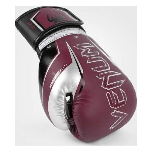 Venum Elite Evo Boxing Gloves - Burgundy/Silver