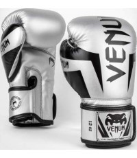 Venum Elite boksa cimdi, sudraba/melni