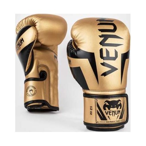 Venum Elite boksa cimdi, zeltaini/melni