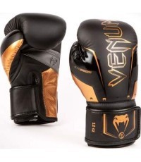 Venum Elite Evo boksa cimdi, melni/bronzas