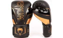 Venum Elite Evo boksa cimdi, melni/bronzas