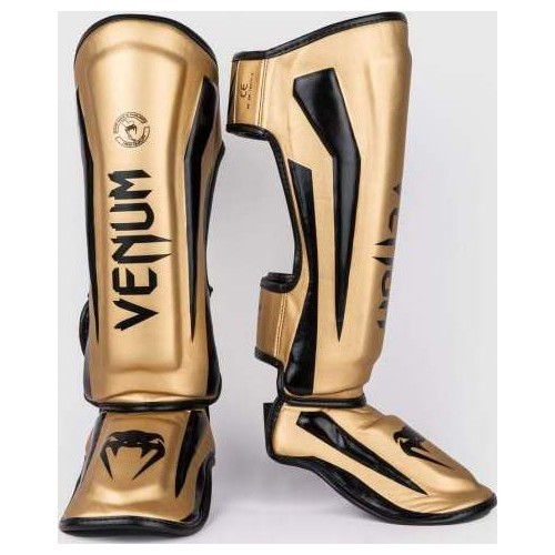Защита голени Venum Elite Standup, золотисто-чёрная