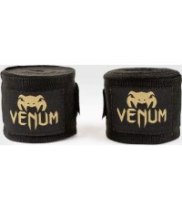 Боксёрские бинты Venum Kontact, 4,5 м, чёрно-золотые
