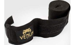 Boksa bandāžas Venum Kontact, 4,5 m, melnas/zeltainas