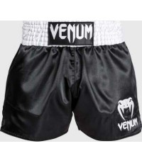 Venum Classic Muay Thai šorti, melns/balts/balts