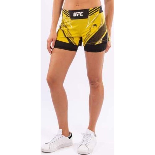 UFC Venum Authentic Fight Night sieviešu MMA šorti, šaurs piegriezums, dzelteni