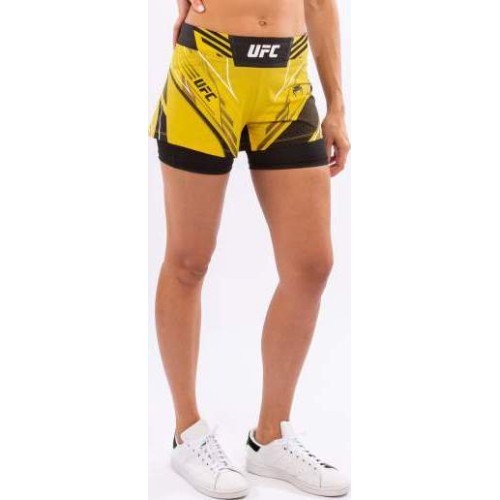 UFC Venum Authentic Fight Night sieviešu MMA šorti, šaurs piegriezums, dzelteni