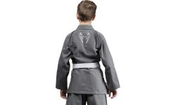 BJJ kimono Venum Contender Kids ar baltu jostu, pelēks
