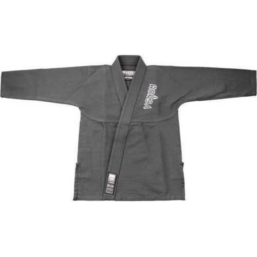BJJ kimono Venum Contender Kids ar baltu jostu, pelēks