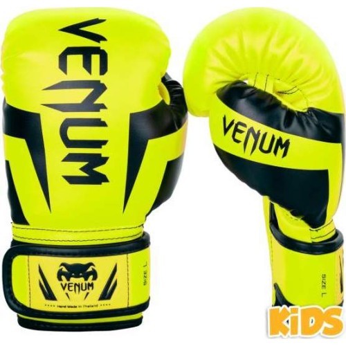 Bērnu boksa cimdi Venum Elite - Exclusive - fluorescējoši dzelteni