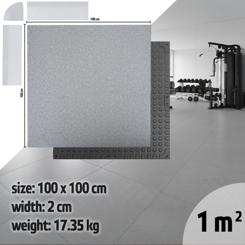 Прочный напольный коврик inSPORTline Luxteko Waffle 100 x 100 x 2 см - Mramor