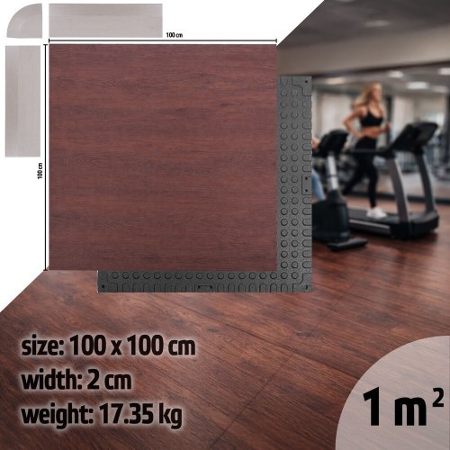 Izturīgs grīdas paklājs inSPORTline Luxteko Waffle 100 x 100 x 2 cm - Wood
